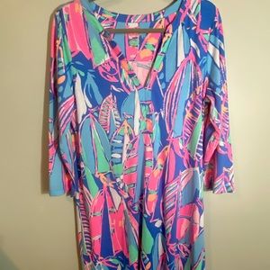 Lilly Pulitzer Ali to Sea Print Bay Blue Dress Size Large